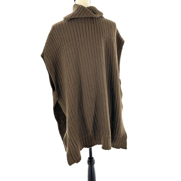 Theory Boseley Fine Haven Wool Cashmere Sweater M L Poncho Army Green Oversized - Picture 3 of 9